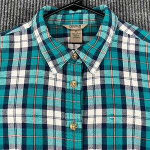 Duluth Trading Co. Womens Shirt XL Green Plaid Long Sleeve Button Up Outdoor‎